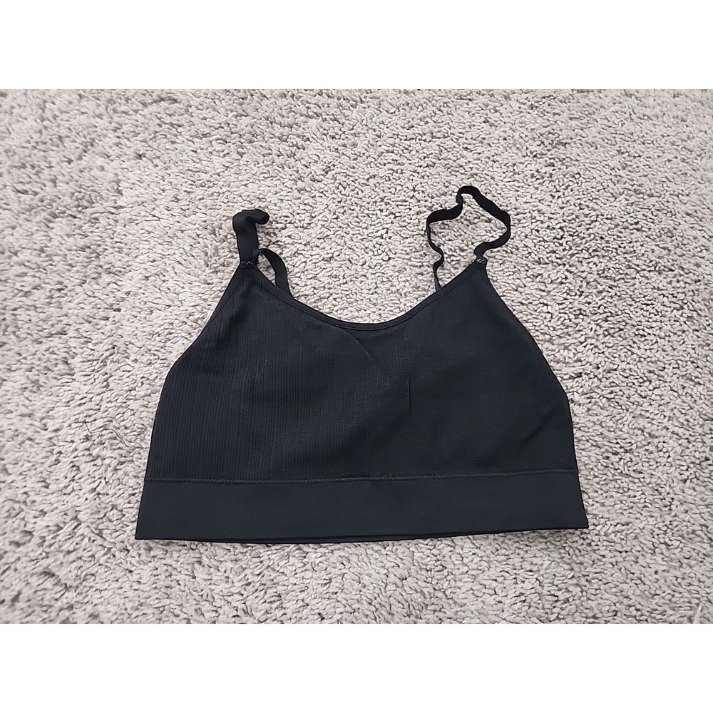 Auden Lightly Lined Bralette Women Size M Black Ribbed Adjustable Straps